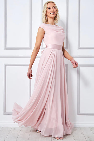 COWL NECK CHIFFON MAXI DRESS Goddiva